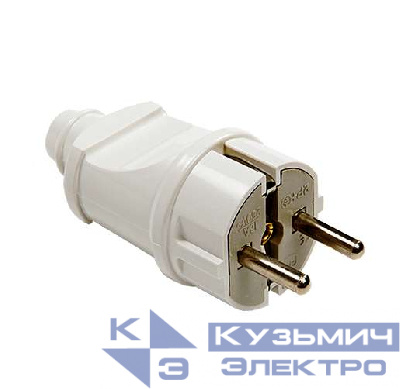 Вилка прямая с заземл. 16А 4140 бел. ASD / IN HOME 4690612000565