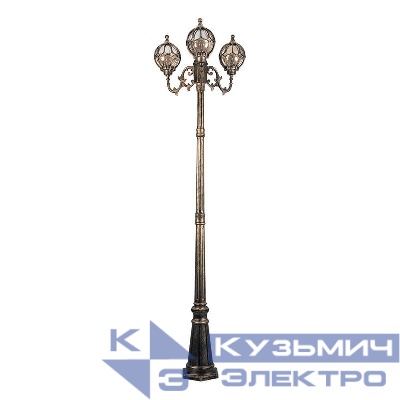 Светильник PL3709 3х60Вт E27 IP44 230В садово-парковый черн. зол. FERON 11389