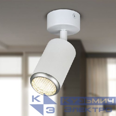 Светильник OL55 MR16 GU10 IP20 WH/SL настен./потолочн. спот бел./серебр. Эра Б0061890