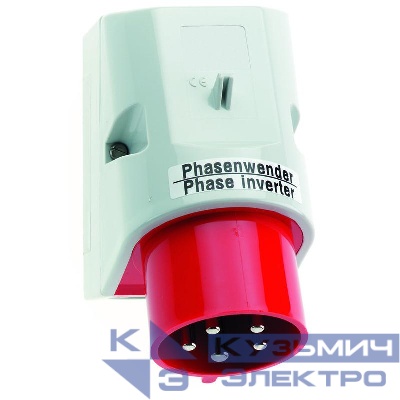 Вилка-фазоинвертор настенная 32А 5п 6ч 400В IP44 12х63 Bals 24211