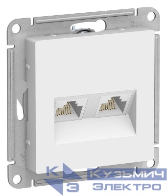 Розетка компьютерная 2-м AtlasDesign RJ45+RJ45 кат.5E механизм лотос SE ATN001385