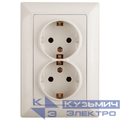 Розетка 2-м СП Solo 4-205-02 16А 250В IP20 2х2P+E Schuko с заземл. слон. кость Intro Б0053675