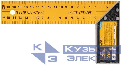 Угольник столярный двусторонняя шкала 200мм MOS 19371М