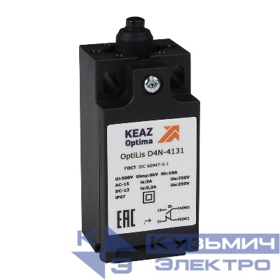 Выключатель концевой OptiLiS D4N-4131 толкатель пластик. EN 50047 XCKN2112P20 КЭАЗ 365302