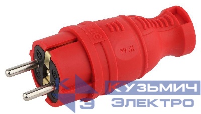 Вилка прямая V8-RED-IP44 16А IP44 з/з каучук красн. Эра Б0044547