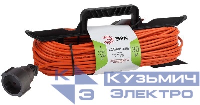 Удлинитель-шнур на рамке 1х30м без заземл. 6А IP20 UFx-1-2х0.75-30m ПВС 2х0.75 Эра Б0046822