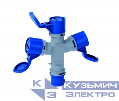 Адаптер трехлучевой 2Р+РЕ 16А 250В IP44 АП-103 DEKraft 26290DEK