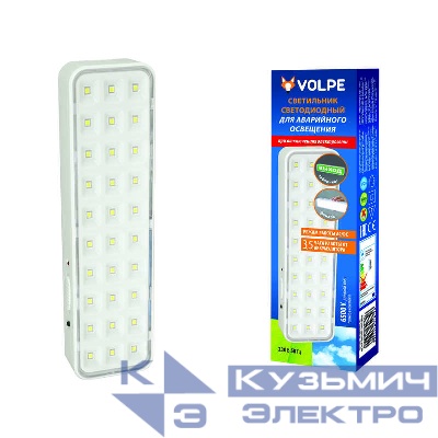Светильник светодиодный ULR-Q401 2W/DW WHITE S01 авар. освещения "ВЫХОД" свет дневной 6500К встроен. аккум. AC/DС бел. Volpe UL-00002387