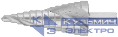 Сверло по металлу ступенчатое 6-30мм 13 ступеней спиральный профиль HSS КУРС 36368