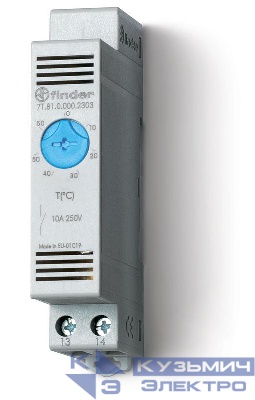 Термостат щитовой для включения охлаждения диапазон температур -20… + 40град. С 1NO 10А модульный 17.5мм IP20 FINDER 7T8100002301