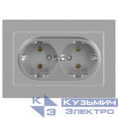 Розетка 2-м СП Accent 6-205-03 16А IP20 250В 2P+E Schuko AL/CU алюм. Intro Б0063490