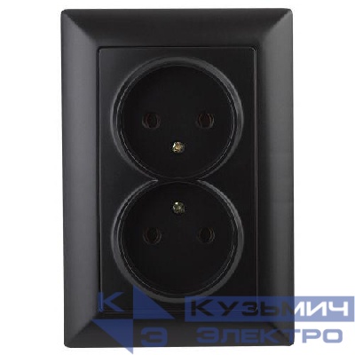 Розетка 2-м СП Solo 4-204-05 16А 250В IP20 без заземл. антрацит Intro Б0053670