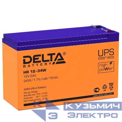 Аккумулятор UPS 12В 9А.ч HR 12-34 W Delta 4614010630004