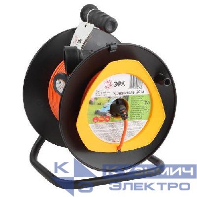 Удлинитель на пластик. катушке 1х20м без заземл. 6А IP44 RPx-1-2х0.75-20m ПВС 2х0.75 Эра Б0043042