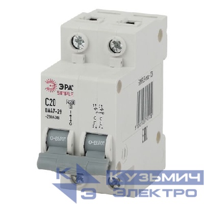 Выключатель автоматический модульный 2п C 20А 4.5кА ВА 47-29 SIMPLE-mod-13 ЭРА Б0039230