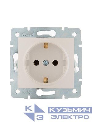 Розетка 1-м СП Karina с заземл. керамика механизм жемчуж./бел. перламутр. LEZARD 707-3088-122