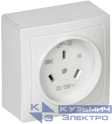 Розетка 1-м ОП Рпл10-К 32А IP20 разборная для плиты с заземл. бел. IEK ERP10-032-K01