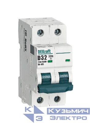 Выключатель автоматический модульный 2п D 32А 10кА ВА-105 DEKraft 13216DEK