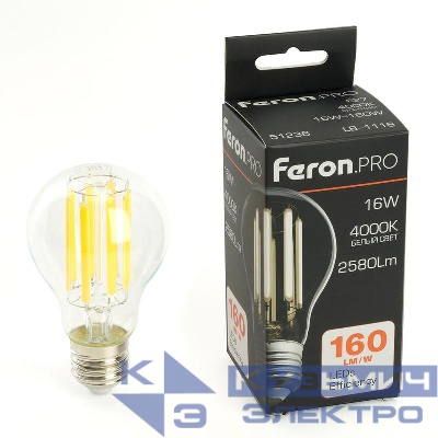 Лампа светодиодная LB-1116 16Вт 4000К E27 2580лм 175-265В FERON 51236