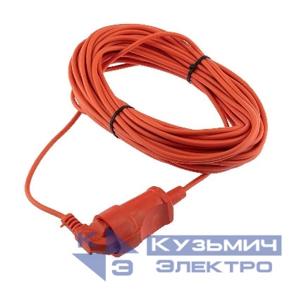 Удлинитель-шнур 1х20м без заземл. 6А IP20 1.3кВт ПВС 2х0.75 оранж. PROCONNECT 11-7106