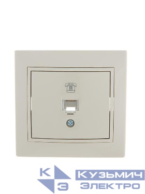 Розетка телефонная 1-м СП Mira RJ11 крем./крем.. LEZARD 701-0303-137