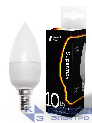 Лампа светодиодная Supermax 10Вт свеча E14 230В 4000К КОСМОС Sup_LED10wCNE1440