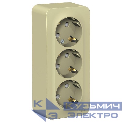 Розетка 3-м ОП Blanca 16А IP20 250В с заземл. защ. шторки с изолир. пластиной беж. SE BLNRA011317