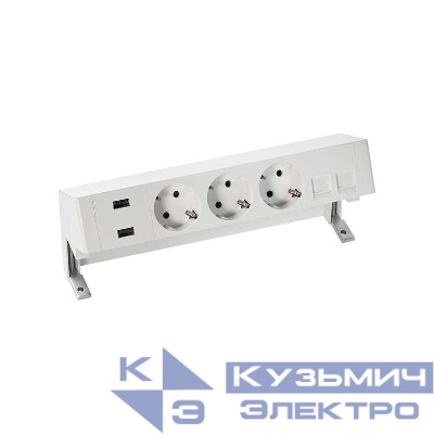 Блок розеточный настольный Simon 400 3х2P+E 2хUSB зарядное устройство адаптер для 2хRJ45 моноблок бел. Simon 42523020-130