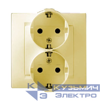 Розетка 2-м СП Simon15 16А IP20 250В с заземл. винт. клеммы сл. кость Simon 1590459-031