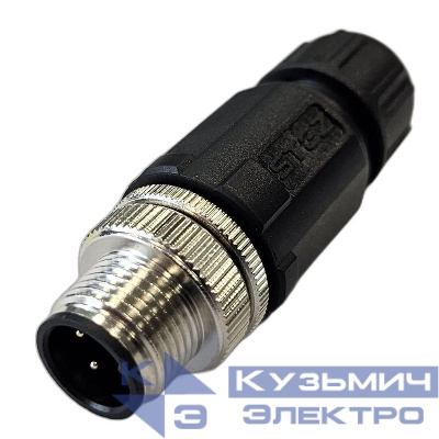 Разъем М12 4A штыревой пайка пластик. прямой резьба PG7 каб. часть СЦМ120022-04A СТЭЗ 185200163