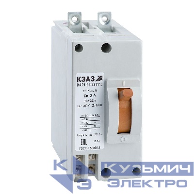 Выключатель автоматический 2п 4А 6Iн 10кА ВА21-29-241110 У3 440В DC крепл. за панелью КЭАЗ 103109