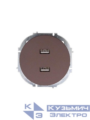 Розетка 2-м СП OSEN USB разъем механизм шоколад LEZARD 743-7388-192