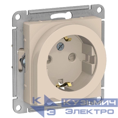 Розетка 1-м СП AtlasDesign 16А IP20 с заземл. защ. шторки с выталк. вилки механизм беж. SE ATN000247