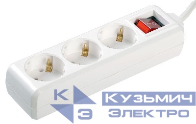 Удлинитель 3х1.5м с заземл. 16А IP20 У03К 2P+PE 250В ПВС 3х1 с выкл. IEK WYP10-16-03-01-ZK-17