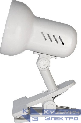 Светильник H-035 прищепка 220В 40Вт метал. бел. Camelion 7198