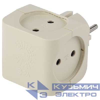 Разветвитель 4-м без заземл. 16А IP20 SP-4-I сл. кость Эра Б0008206