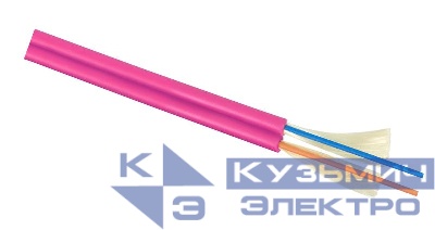 Кабель волоконно-оптический 50/125 (OM4) многомод. 2 волокна плотное буферное покрытие (tight buffer) zip cord для внутр. прокладки -25-+50град.C LSZH маджента RAL 4010 Cabeus 9223c