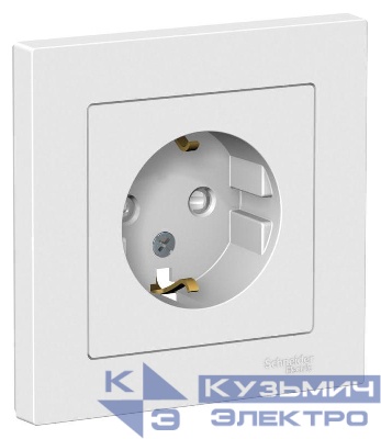 Розетка AtlasDesign с заземл. со шторками 16А в сборе лотос SE ATN001344