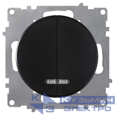 Выключатель 2-кл. СП Florence 10А IP20 с подсветкой механизм черн. (1E31801303) OneKeyElectro 2172825