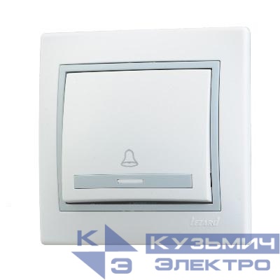 Кнопка звонка Mira с сер. вставкой бел. LEZARD 701-0215-103