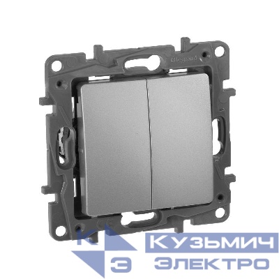 Переключатель 2-кл. СП Etika Plus 10А IP20 250В 10AX безвинтов. зажимы механизм алюм. IEK 672412