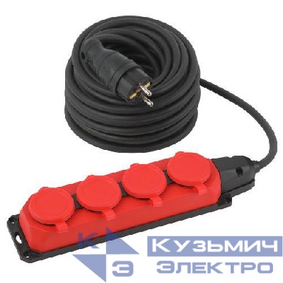 Удлинитель 4х20м с заземл. IP44 КГ 3х1.5 каучук UK-4e-3x1.5-20m-IP44(KG) Эра Б0057587