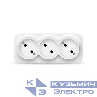 Розетка 3-м ОП 10А IP20 без заземл. бел. IONICH 1445