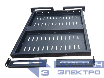 Полка усиленная для шкафа глубиной 600 (455х400), с ушками, черная, 180 кг