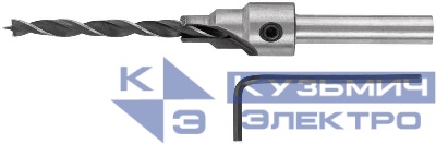 Сверло с зенкером для мебельных стяжек 5мм/зенкер 9.5мм (для стяжки 7х70) FIT 36432