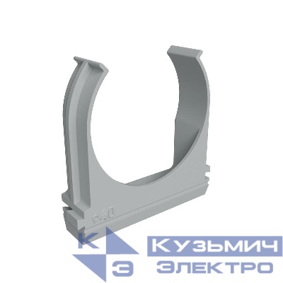 Держатель для труб (клипса) KM-KK-40 d40мм пластик сер. (уп.30шт) КМ LO67228