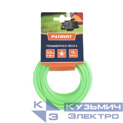 Леска D3.0мм L12м 300-12-3 картонный подвес звезда зел. PATRIOT 805205123
