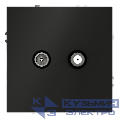 Розетка телевизионная оконечная TV + SAT 2-м СП S70 механизм черн. матов. Voltum VLS060408