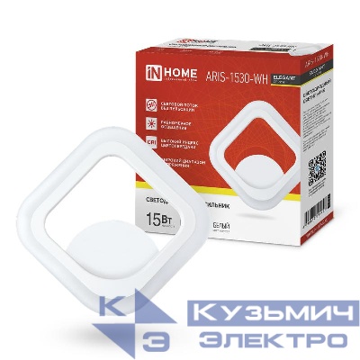 Светильник светодиодный ELEGANT ARIS-1530-WH 15Вт 3000К 1200лм 230В бел. IN HOME 4690612054407