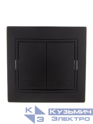Выключатель 2-кл. 1п СП Mira 10А IP20 со вставкой черн. бархат LEZARD 701-4242-101